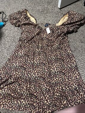 GAP Leopard Print Mini Dress in Brown and Black